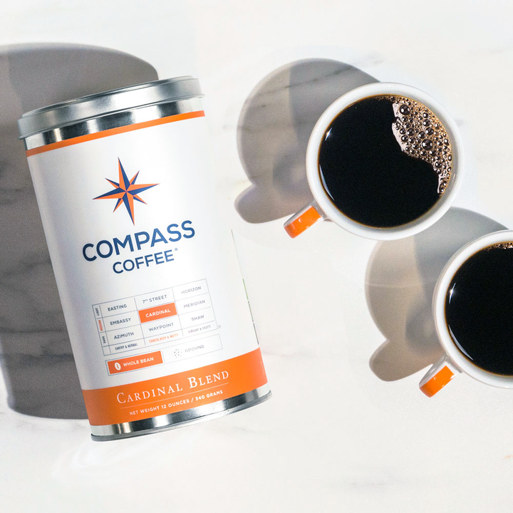 compass coffee whole bean coffee and espresso blends 12oz tins