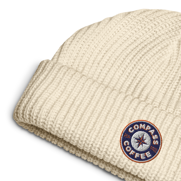 Compass Coffee Fisherman Beanie On Ground