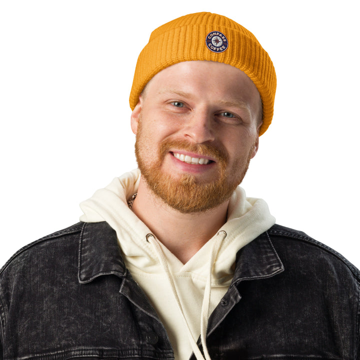 Compass Coffee Fisherman Beanie in Gold