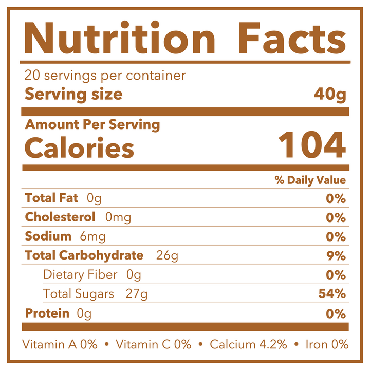Compass Coffee Caramel Simple Syrup Nutrition Label
