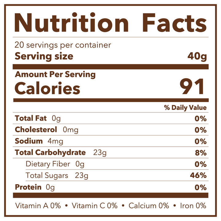 Compass Coffee Cherry Vanilla Simple Syrup Nutrition Label