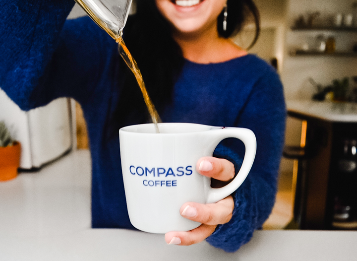 Pourover of Compass Coffee into mug in Washington DC