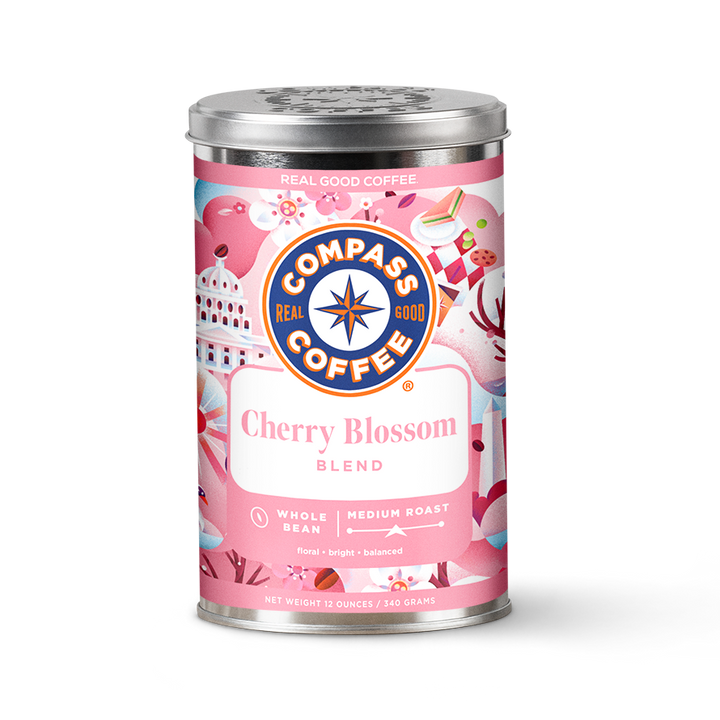 Cherry Blossom Tin 12oz medium roast whole bean