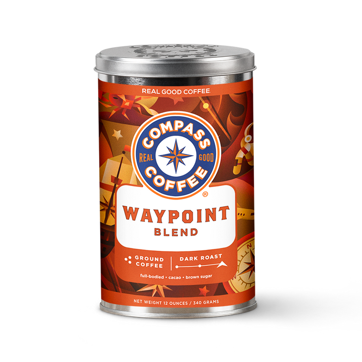 Compass Coffee waypoint universal ground 12oz tin dark roast