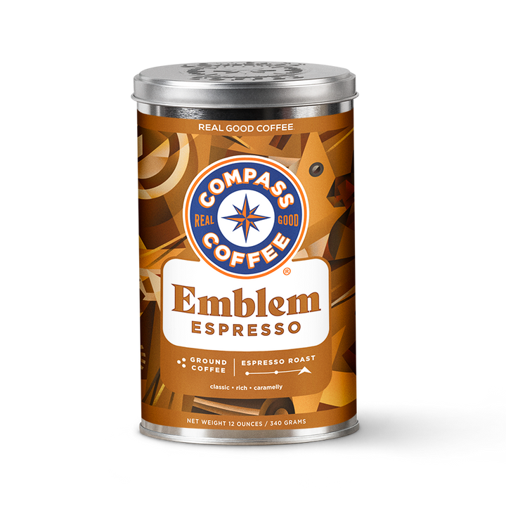 emblem espresso universal ground 12oz tin espresso roast